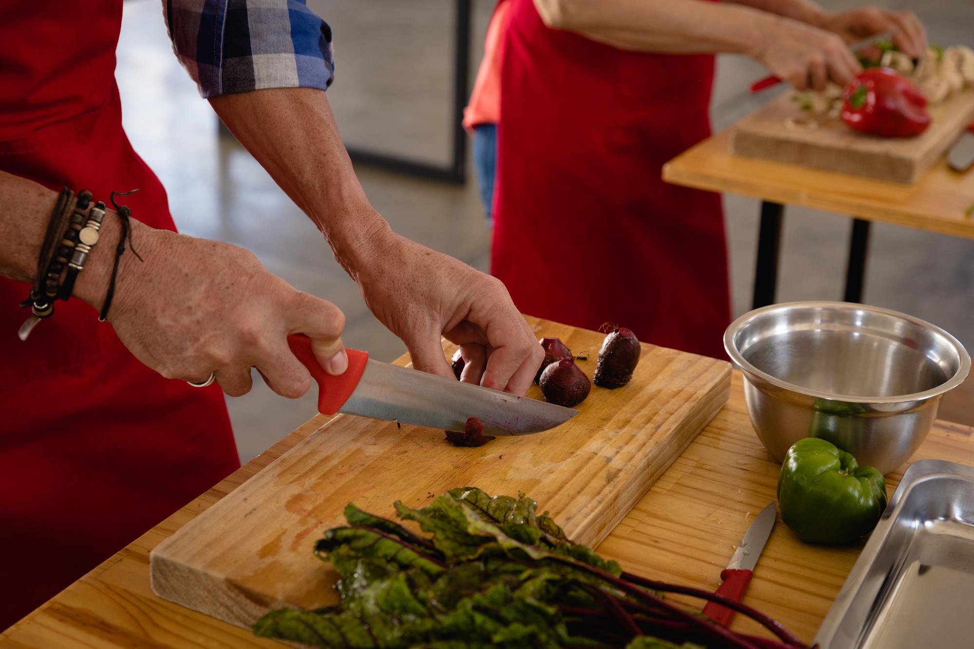 Participants preparing ingredients