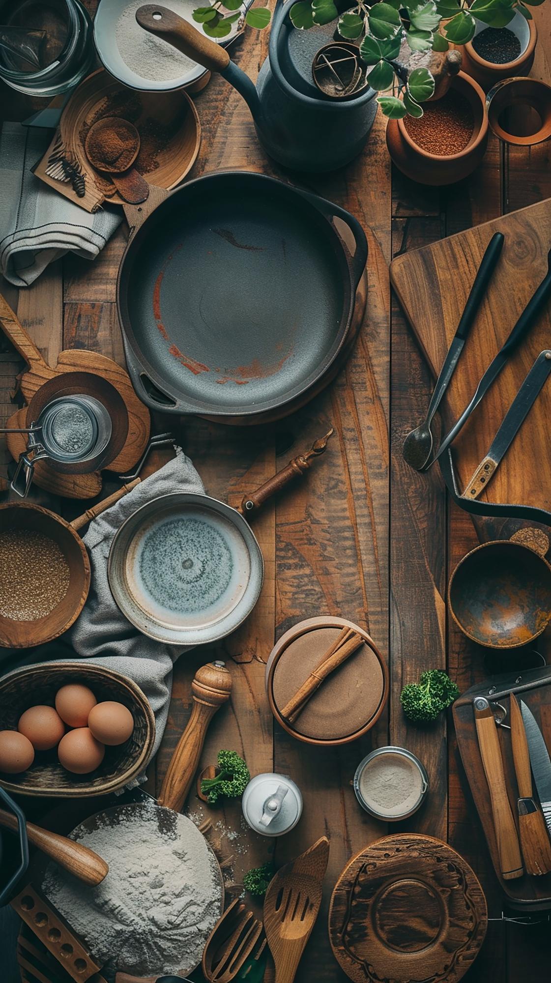 Workshop setup with utensils